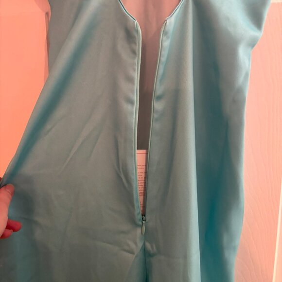 FOREVER UNIQUE Blue & Lime Ombre Satin Maxi Dress/Gown w/ Twist Front Size 2 New - Picture 5 of 16